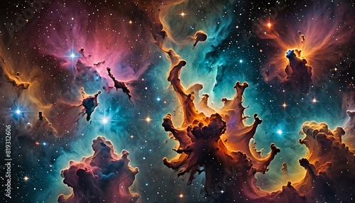 colourful nebula in space photo