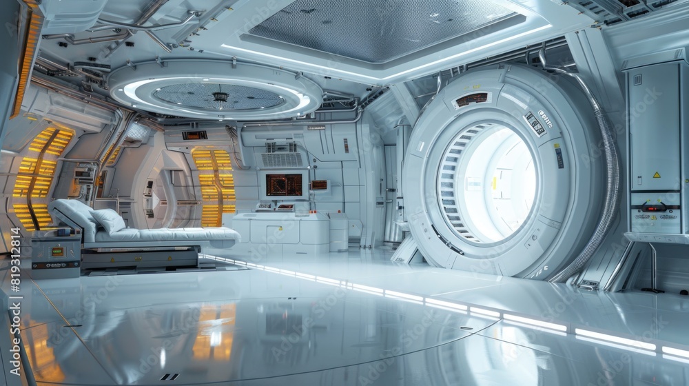 Sci-fi interior design space station, future room Sci-fi interior design space station, future room