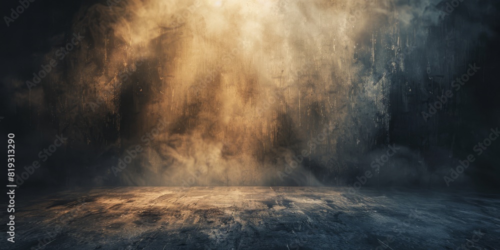 Abstract grunge background with smoke and fog. Dark and mysterious wallpaper. Vintage texture. Abstract dark grungy background with smudged white wall. High quality photo