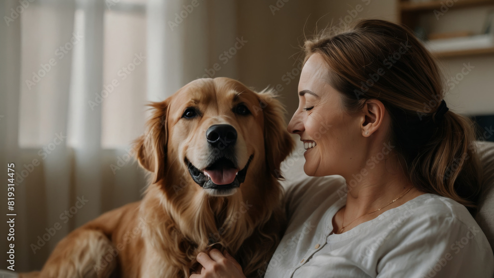 Expecting Mother with Her Dog