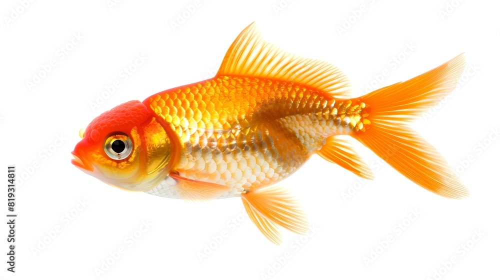 Vibrant Goldfish Gliding Gracefully in Isolation Against White Background. Perfect for Aquatic Themes, Pet Care. AI Vibrant Goldfish Gliding Gracefully in Isolation Against White Background. Perfect for Aquatic Themes, Pet Care. AI