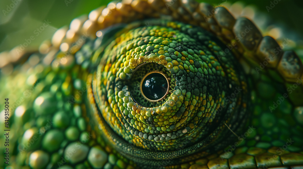 Fototapeta premium Close-up of Chameleon Eye and Scales
