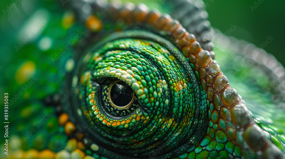 Obraz premium Close-Up of Chameleon Eye and Scales