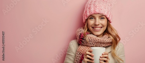 Woman Wearing Hat and Scarf Holding Cup of Coffee