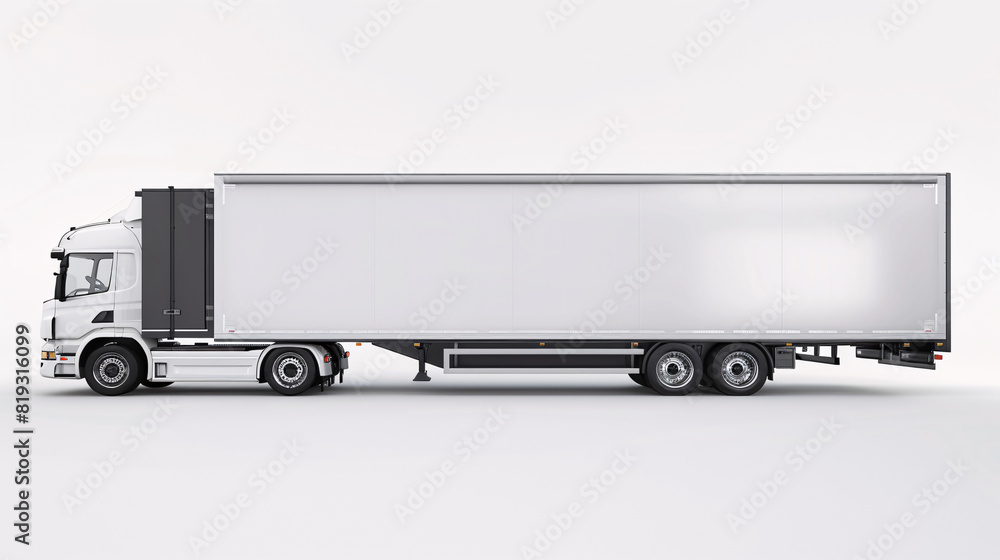 Modern White Cargo Truck Isolated on White Background Modern White Cargo Truck Isolated on White Background