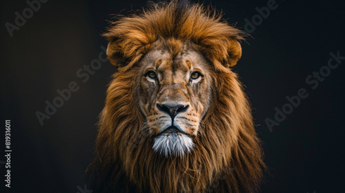 Majestic Lion Portrait against Dark Background