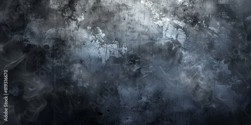 Abstract grunge background with smoke and fog. Dark and mysterious wallpaper. Vintage texture. Abstract dark grungy background with smudged white wall. High quality photo photo