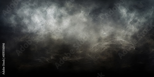A large  dark grunge background with space for text. The wall is covered in white smoke and dust  creating an eerie atmosphere. This design would be perfect as the backdrop. High quality photo