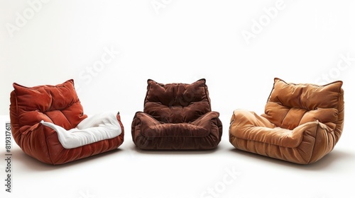 Set of Comfortable armchair, white background. photo