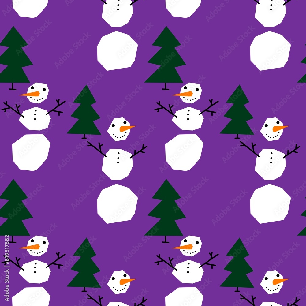 Winter seamless snowman pattern for fabrics and textiles and packaging Winter seamless snowman pattern for fabrics and textiles and packaging