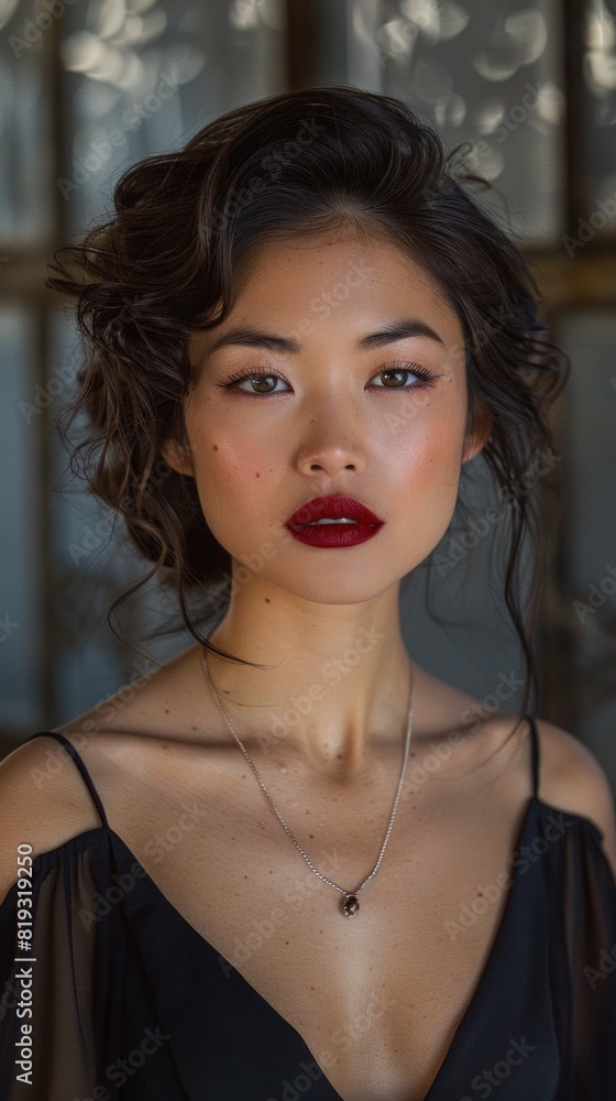 With a swipe of bold red lipstick, she transformed into a vision of glamour, her Chubby Asian lips a symbol of sensuality and allure. With a swipe of bold red lipstick, she transformed into a vision of glamour, her Chubby Asian lips a symbol of sensuality and allure.