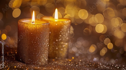 Two Candles on Table With Bokeh Background