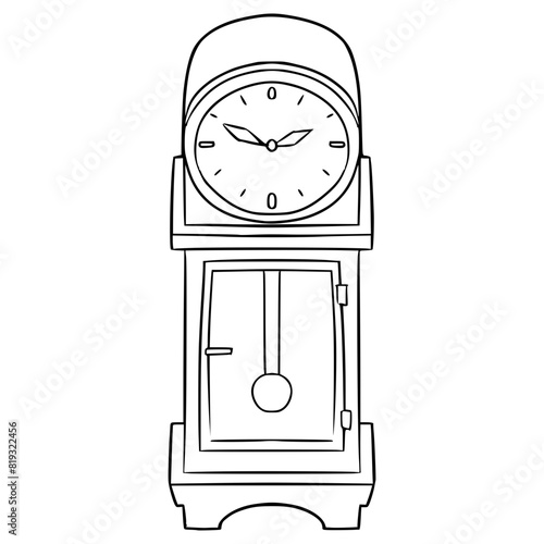 grandfather clock top-down view illustration hand drawn outline vector