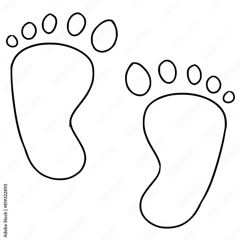 Obraz premium footstep or footprint illustration hand drawn outline vector
