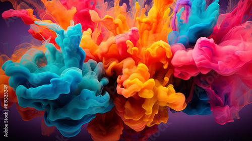 Vibrant blobs of paint collide and merge, giving birth to an explosive and visually stunning abstract creation. photo