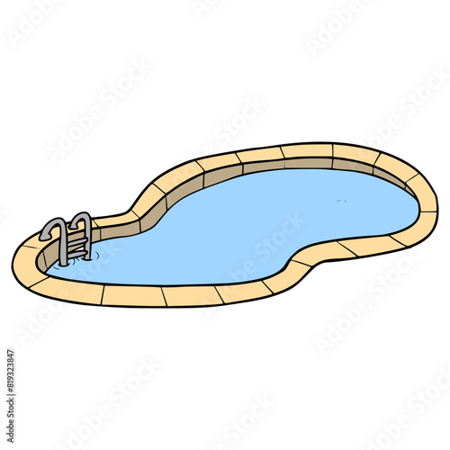 Swimming pool illustration hand drawn isolated vector	