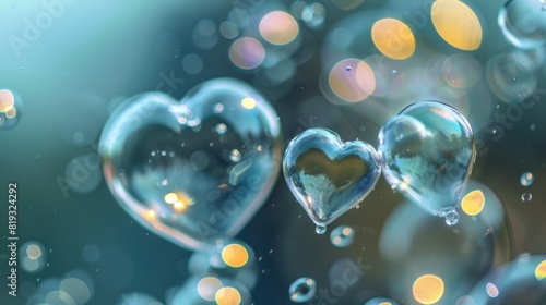  Small bubbles with heart bubble with copy space