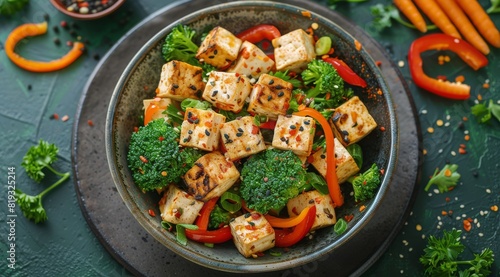 Tofu and Vegetables in a Bowl