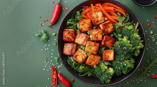 Tofu and Vegetables in a Bowl