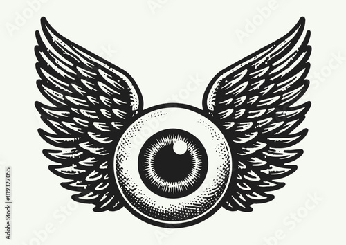 flying eyeball with wings illustration