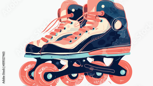 Vintage roller skates on white background 2d flat c