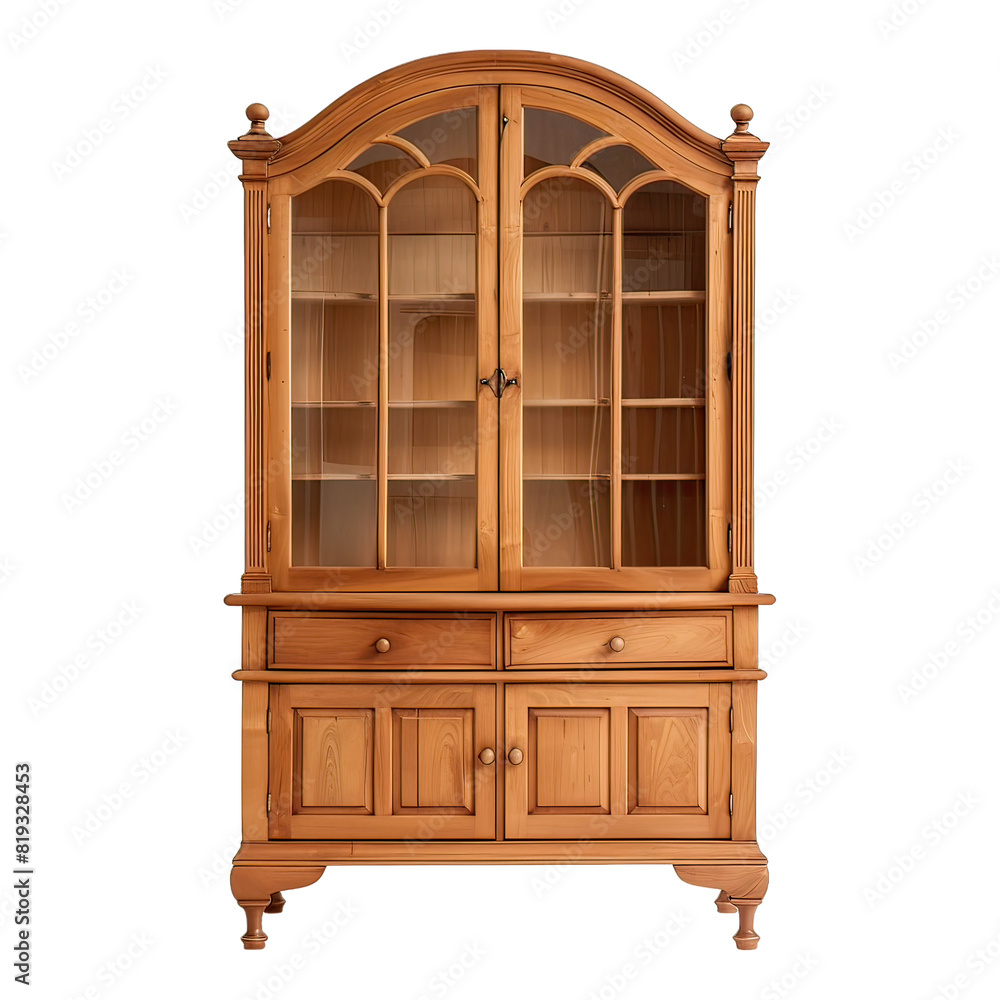Beech Wood Hutch isolated on transparent png background. Generative ai Beech Wood Hutch isolated on transparent png background. Generative ai