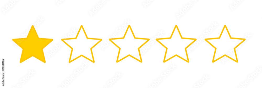 Fototapeta premium One stars customer product rating review flat icon for apps and websites.