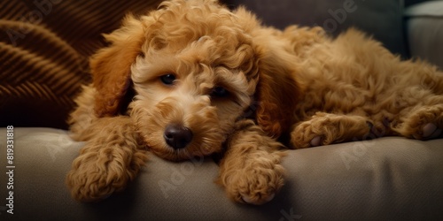 sleepy cute brown puppy  Generative AI