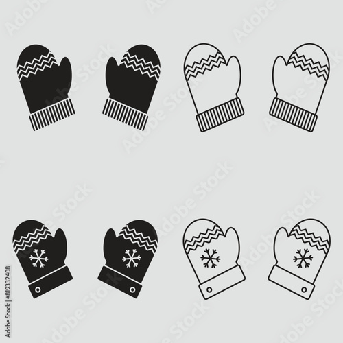 set gloves logo line art simple minimalist vector illustration template icon graphic design