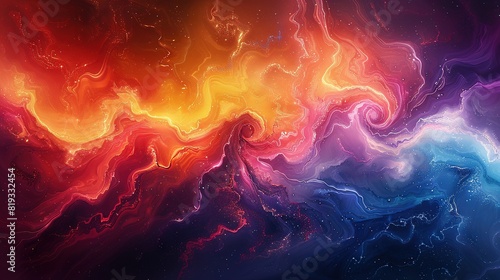   A colorful abstract background with starry swirls in the center and an open space surrounding it photo