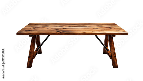 Handcrafted wooden coffee or reading table isolated on white background, old wooden table isolated, old wooden table photo