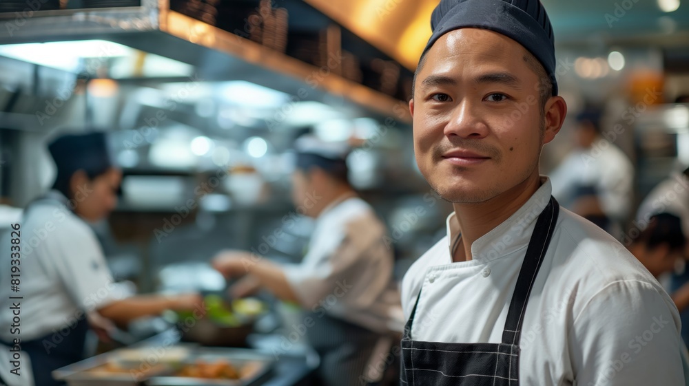 a chef in a restaurant kitchen a chef in a restaurant kitchen