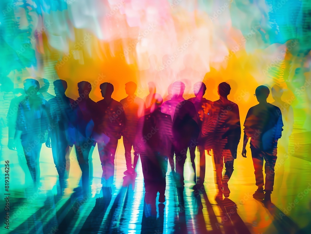 Males A group of men in a dynamic, colorful setting Males A group of men in a dynamic, colorful setting