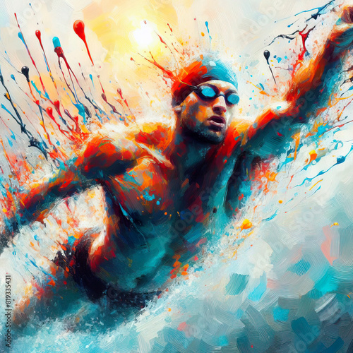 swimmer in watercolor