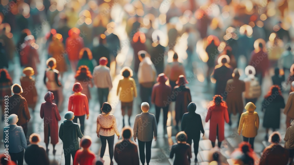 © Татьяна Макарова - Diverse crowd of people walking outdoors, with blurred lights and colors © Татьяна Макарова - Diverse crowd of people walking outdoors, with blurred lights and colors