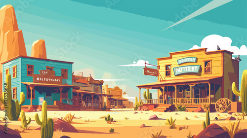 Western American town in desert landscape vector il