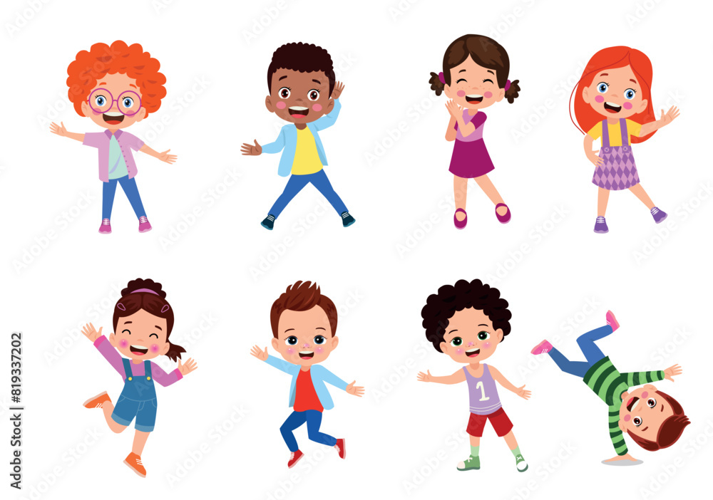 vector illustration of students in different postures vector illustration of students in different postures