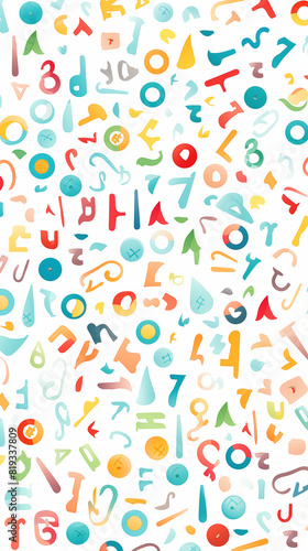 Abstract Image, Colorful Letters and Numbers, Pattern Style Texture, Wallpaper, Background, Cell Phone and Smartphone Cover, Computer Screen, Cell Phone and Smartphone Screen, 9:16 Format - PNG