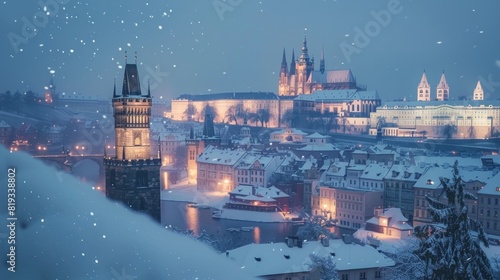 Gothic Castle in Wintery Prague photo