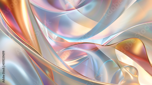 Abstract background with fluid organic shapes and a spectrum of colors fading into each other, hints of metallic gold and silver adding a touch of luxury....