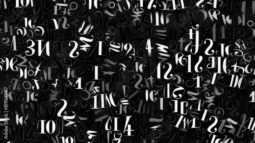 Abstract Image  Black and White Letters and Numbers  Pattern Style Texture  Wallpaper  Background  Cell Phone and Smartphone Cover  Computer Screen  Cell Phone and Smartphone Screen  16 9 Format - PNG