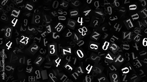 Abstract Image, Black and White Letters and Numbers, Pattern Style Texture, Wallpaper, Background, Cell Phone and Smartphone Cover, Computer Screen, Cell Phone and Smartphone Screen, 16:9 Format - PNG photo