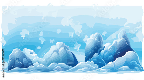 White snow pile winter banner with frost sparkles a