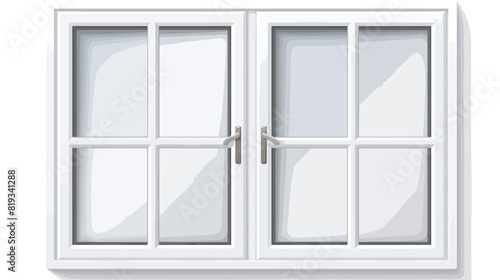 White two casement window template realistic vector