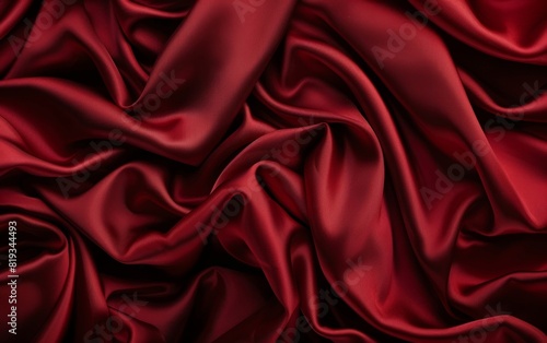 Dark red satin with dramatic folds and luxurious texture.