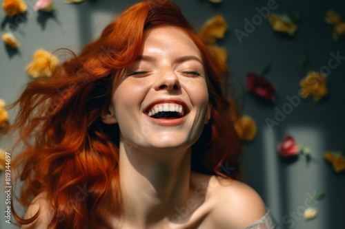 portrait of laughing redheaded woman