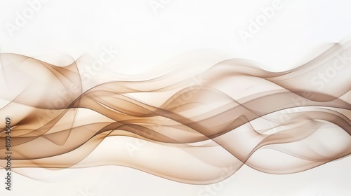 Mocha Brown Abstract with Glowing Waves and Smoke on White Background. Concept Abstract Art, Mocha Brown, Glowing Waves, Smoke Effect, White Background © Ibad