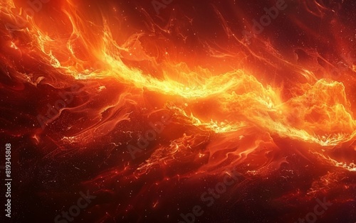 Intense flames engulfing space with dynamic  vivid orange and red hues.