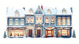 Winter house with Christmas holiday decoration. Eur