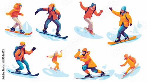 Winter sports vector illustration with various peop